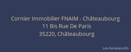 Cornier Immobilier FNAIM - Châteaubourg