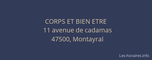 CORPS ET BIEN ETRE