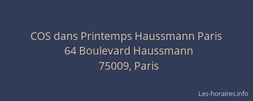 COS dans Printemps Haussmann Paris