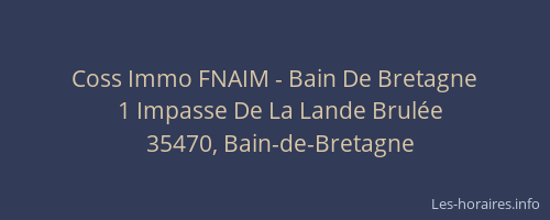 Coss Immo FNAIM - Bain De Bretagne
