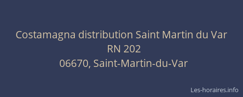 Costamagna distribution Saint Martin du Var