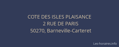 COTE DES ISLES PLAISANCE