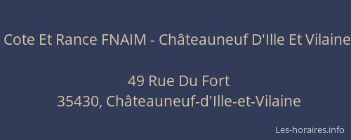 Cote Et Rance FNAIM - Châteauneuf D'Ille Et Vilaine