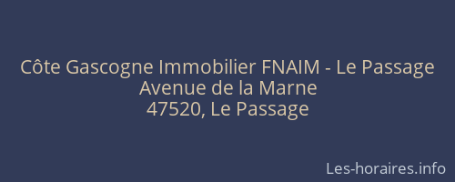 Côte Gascogne Immobilier FNAIM - Le Passage