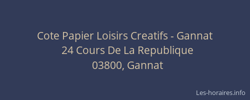 Cote Papier Loisirs Creatifs - Gannat