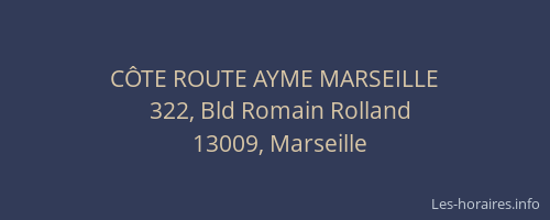 CÔTE ROUTE AYME MARSEILLE