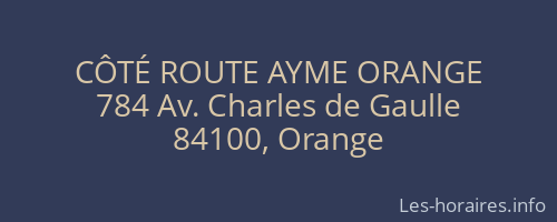 CÔTÉ ROUTE AYME ORANGE