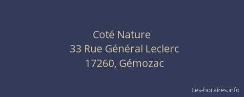 Cot&eacute; Nature