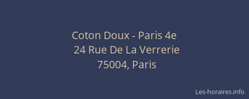 Coton Doux - Paris 4e