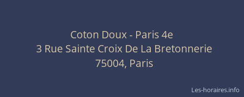 Coton Doux - Paris 4e