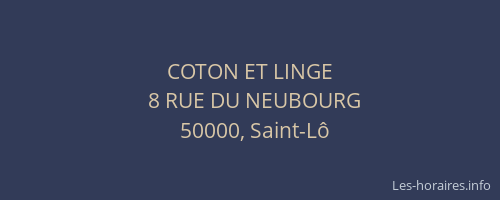COTON ET LINGE
