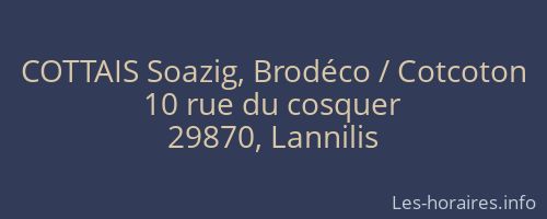 COTTAIS Soazig, Brodéco / Cotcoton