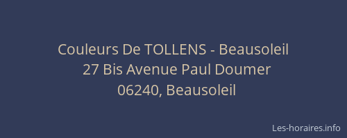 Couleurs De TOLLENS - Beausoleil