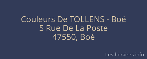Couleurs De TOLLENS - Boé