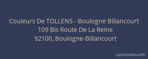 Couleurs De TOLLENS - Boulogne Billancourt