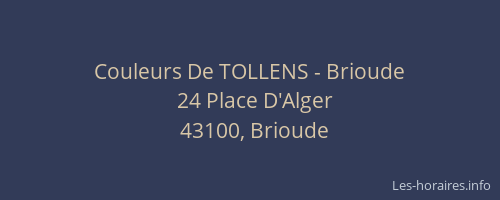 Couleurs De TOLLENS - Brioude