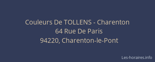 Couleurs De TOLLENS - Charenton