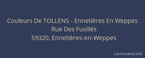 Couleurs De TOLLENS - Ennetières En Weppes