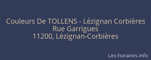Couleurs De TOLLENS - Lézignan Corbières