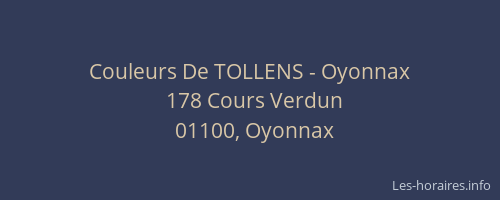 Couleurs De TOLLENS - Oyonnax