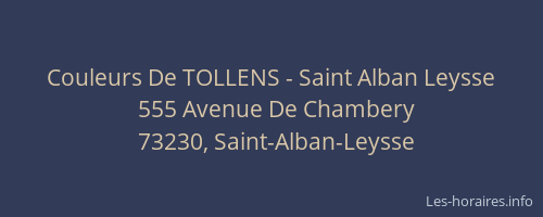 Couleurs De TOLLENS - Saint Alban Leysse