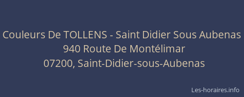 Couleurs De TOLLENS - Saint Didier Sous Aubenas