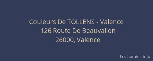 Couleurs De TOLLENS - Valence