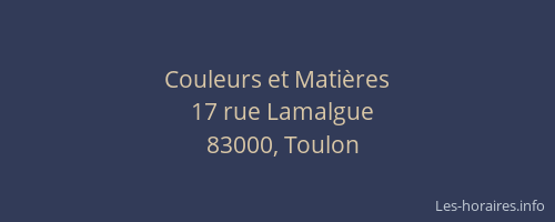 Couleurs et Matières