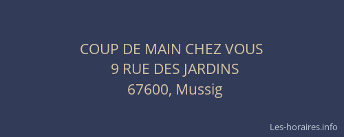 COUP DE MAIN CHEZ VOUS