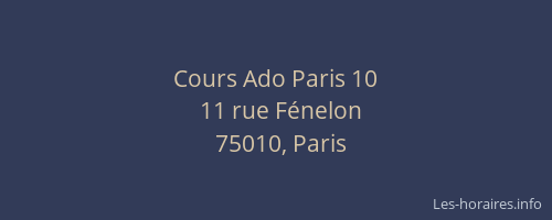 Cours Ado Paris 10