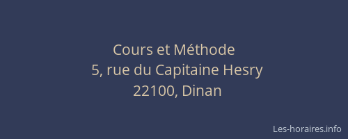 Cours et M&eacute;thode