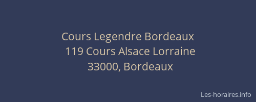 Cours Legendre Bordeaux