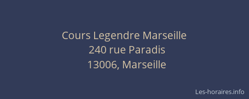 Cours Legendre Marseille