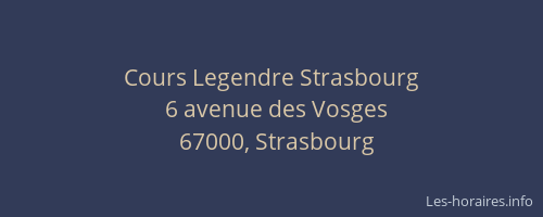 Cours Legendre Strasbourg