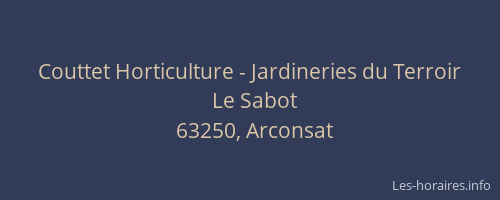 Couttet Horticulture - Jardineries du Terroir