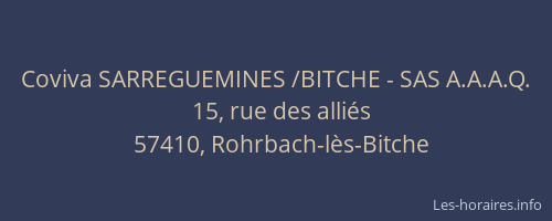 Coviva SARREGUEMINES /BITCHE - SAS A.A.A.Q.