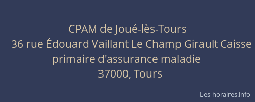 CPAM de Joué-lès-Tours