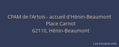 CPAM de l'Artois - accueil d'Hénin-Beaumont