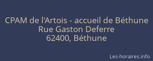 CPAM de l'Artois - accueil de Béthune
