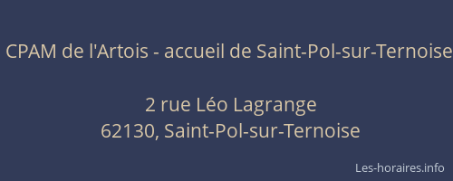 CPAM de l'Artois - accueil de Saint-Pol-sur-Ternoise