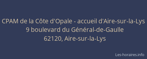 CPAM de la C&ocirc;te d'Opale - accueil d'Aire-sur-la-Lys