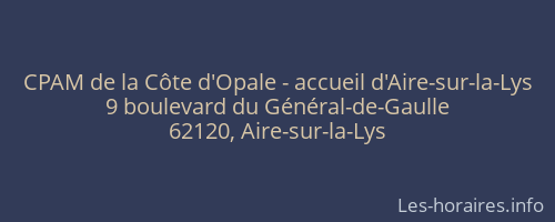 CPAM de la Côte d'Opale - accueil d'Aire-sur-la-Lys