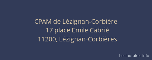 CPAM de L&eacute;zignan-Corbi&egrave;re