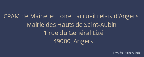 CPAM de Maine-et-Loire - accueil relais d'Angers - Mairie des Hauts de Saint-Aubin