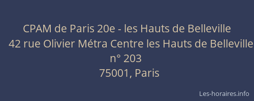 CPAM de Paris 20e - les Hauts de Belleville