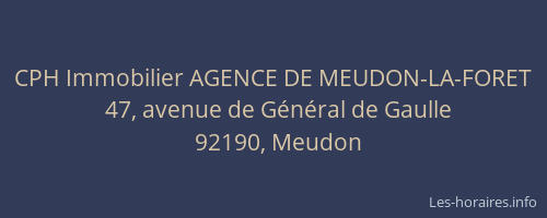 CPH Immobilier AGENCE DE MEUDON-LA-FORET