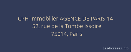 CPH Immobilier AGENCE DE PARIS 14