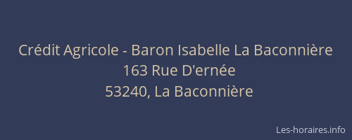 Cr&eacute;dit Agricole - Baron Isabelle La Baconni&egrave;re