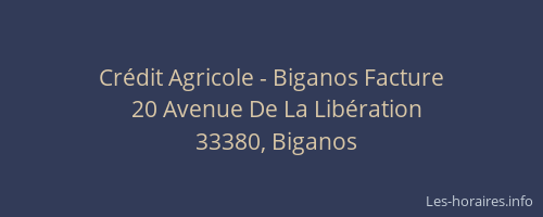 Crédit Agricole - Biganos Facture