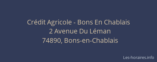 Cr&eacute;dit Agricole - Bons En Chablais